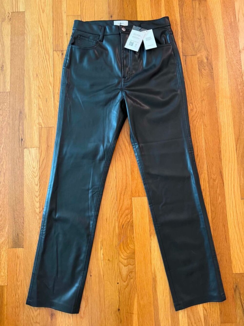NWT 7 For All Mankind Faux Leather Straight Leg Pants Womens Size 31